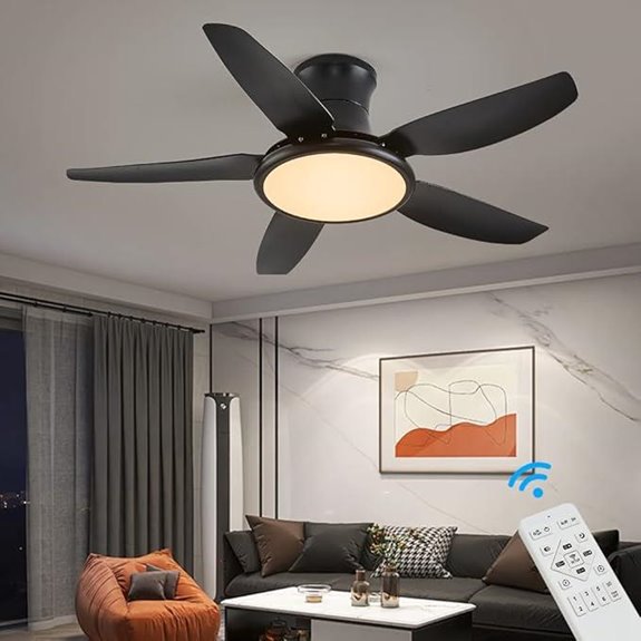 SX013-120 Schwarzer Deckenventilator mit LED und Fernbedienung