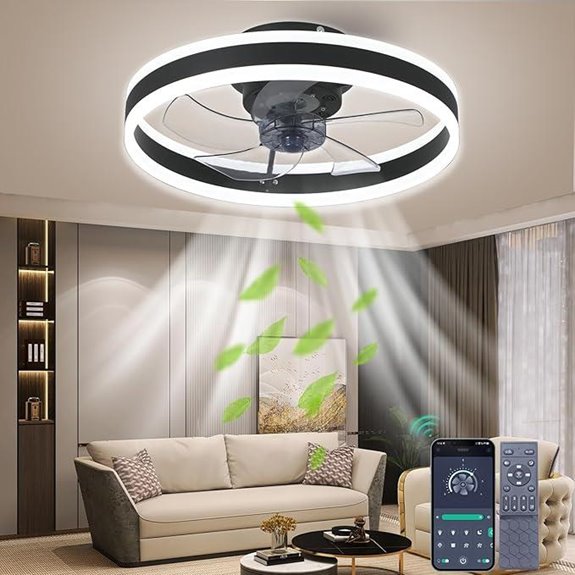 LED-Deckenventilator mit Licht, 6-Gang, Fernbedienung, Schwarz