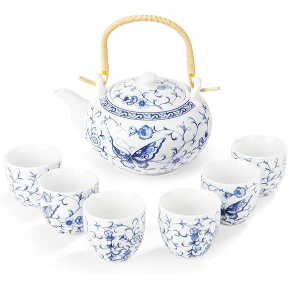 Fanquare Blau-weißes chinesisches Teeset mit Tassen
