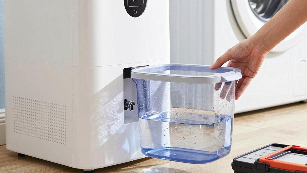 check and empty water bucket