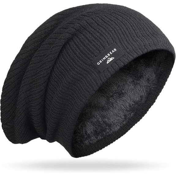 Grin&Bear lange Slouch-Beanie Chunky Knit Teddy-Fleece M10