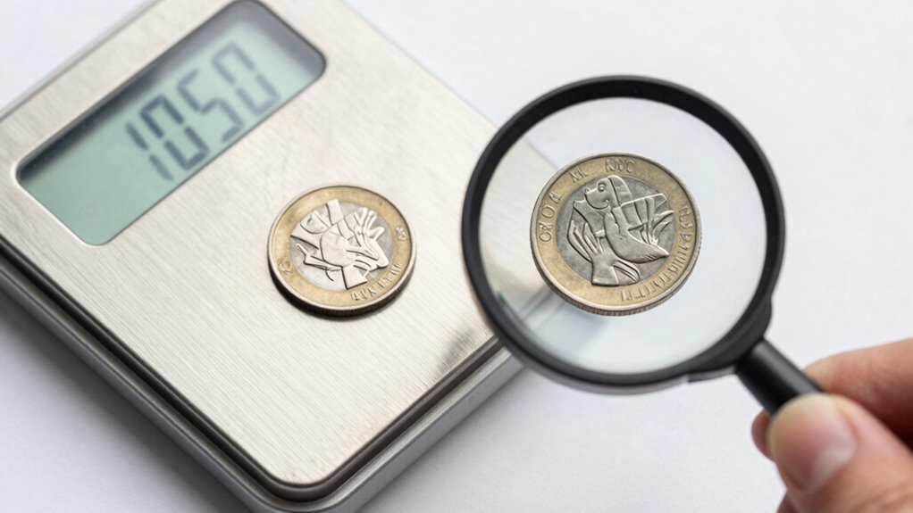 Erkennung von gefälschten Münzen durch Gewichtsmessung