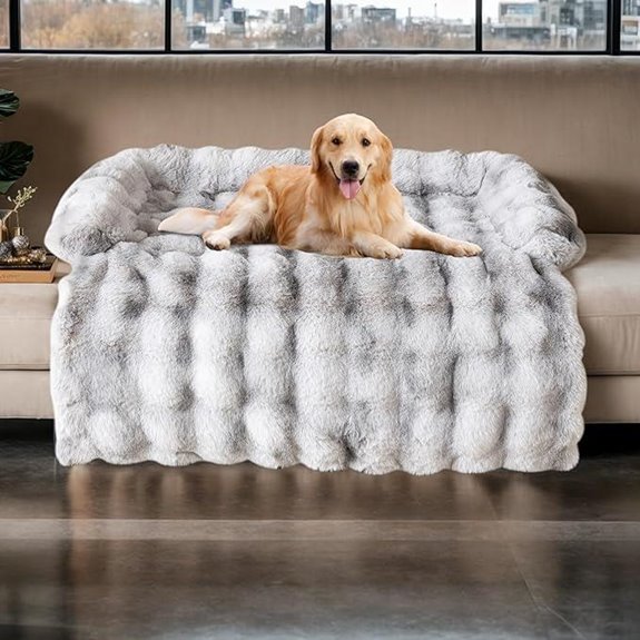 Topchances Hundesofa-Bett mit Kaninchenfellkissen