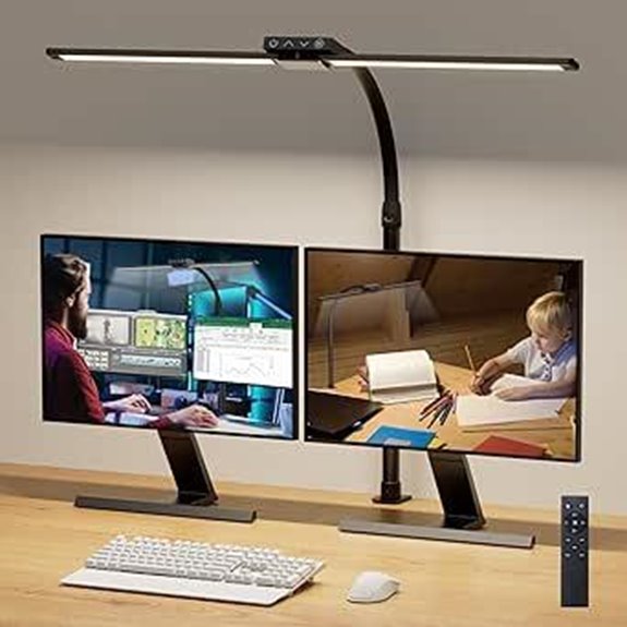 Doppelt Kopf Dimmbar LED Schreibtischlampe mit Fernbedienung