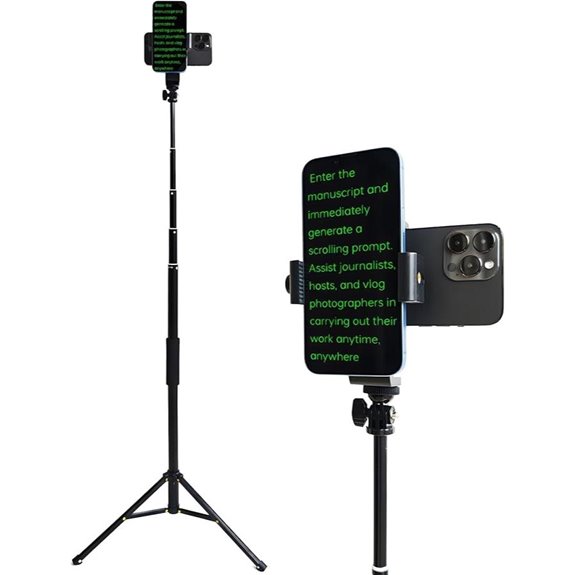 Mobiltelefon-Stativ mit Dualkomponenten- oder Dualmontage und Teleprompter