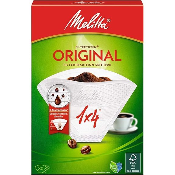 Melitta Packung mit 80 weißen Filterbeuteln 1x4 3 Aroma-Zonen