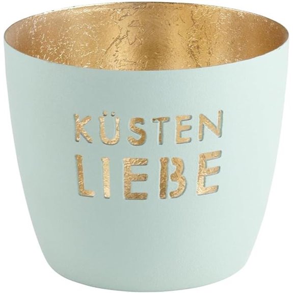 Geschenkfirma Madras Küstenliebe Eisenlaterne Höhe 8,5 cm Eisblau Gold