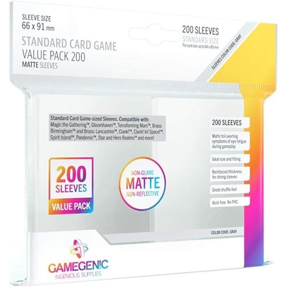 Gamegenic Matte Standard Sleeve Value Pack 200 Sleeve Colour Code: Grey