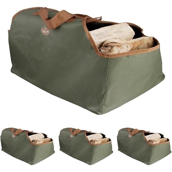 Esschert Design Feuerholz-Tragetasche Grün 59 x 39,5 x 38,5 cm (Packung zu 4)