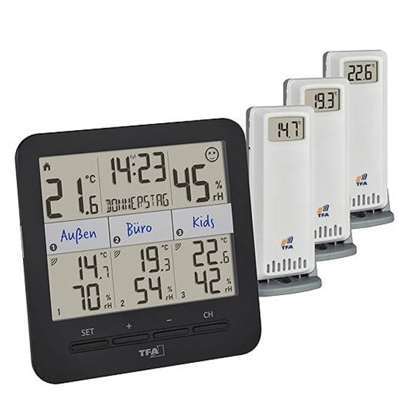 TFA Klima@Home Thermo-Hygrometer mit 3 Transmittern
