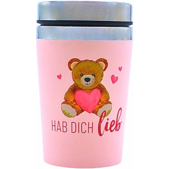 Isolierte Reisetasse mit Teddybär-Motiv