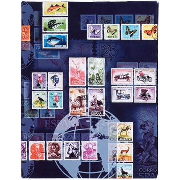 Pagna Briefmarkenalbum A4 Motivdruck Laminated 16 Seiten Schwarzes Karton/Cardboard