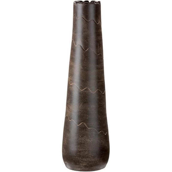 GILDE Keramik Wave XL Vase 60cm Braun Wasserdicht