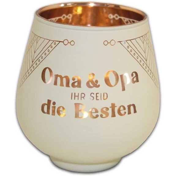 Glasslaterne mit lasermusterter Oma- & Opa-Schrift