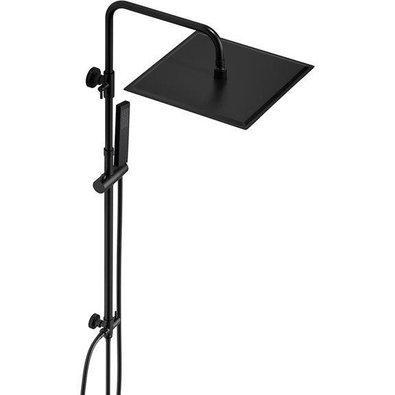 JOHO XXL Matte Black Duschset mit Rail]