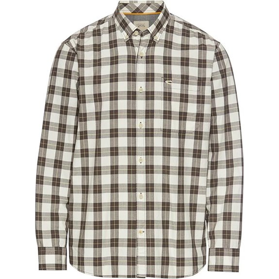 Camel Active Herren Baumwoll-Hemd mit kariertem Muster Langarmshirt