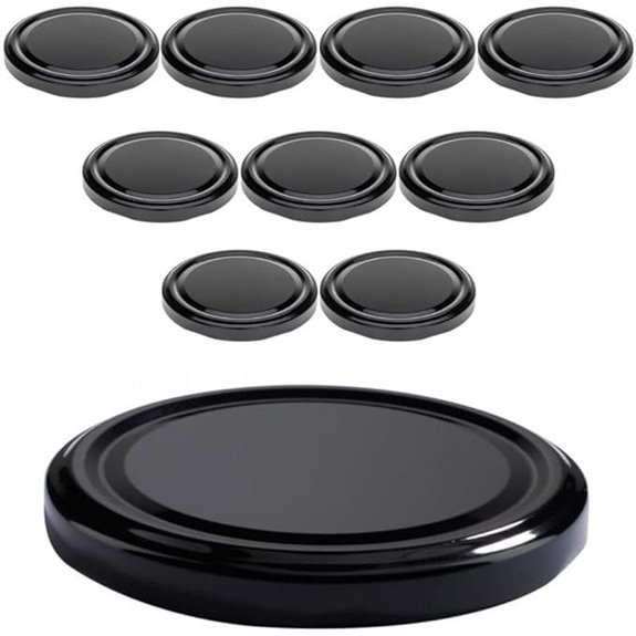 mikken Twist-Off Ersatzdeckel für Marmeladengläser 82/8,5 cm Packung 10 Schwarz