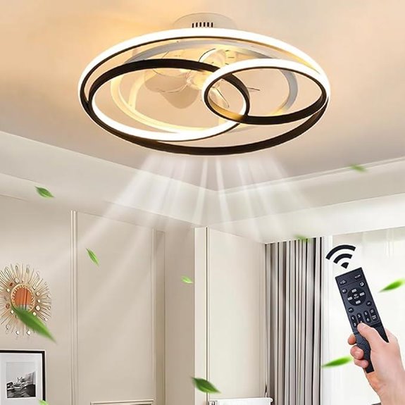 Kreativer moderner Deckenventilator mit dimmbarer LED-Leuchte