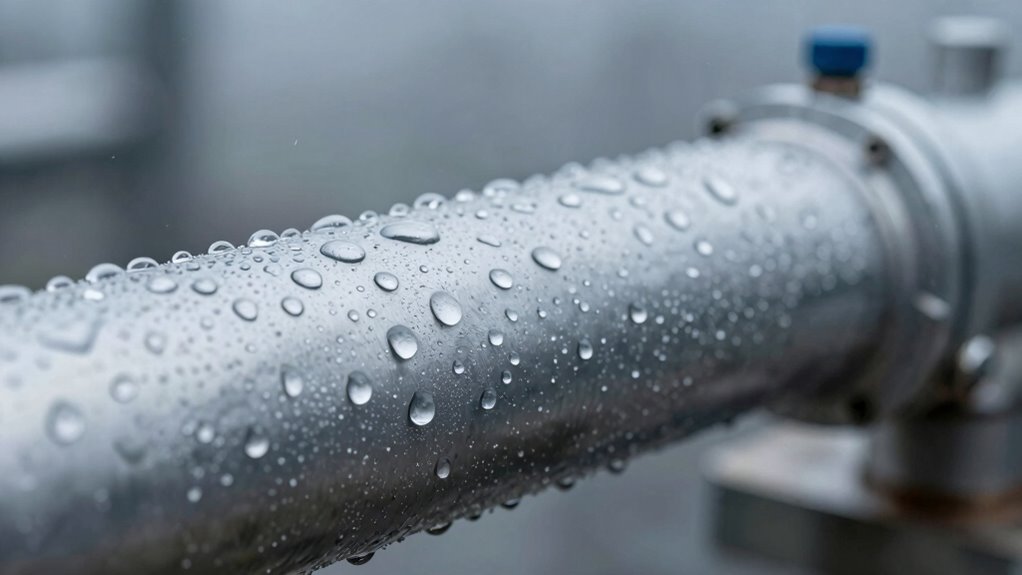 moisture condenses on cooled surfaces