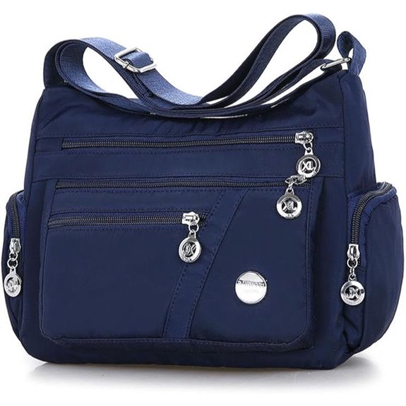 Damen Nylon Crossbody Schultertasche mit Taschen