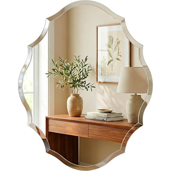 Ovales rahmenloses Wandspiegel mit Rückenstütze