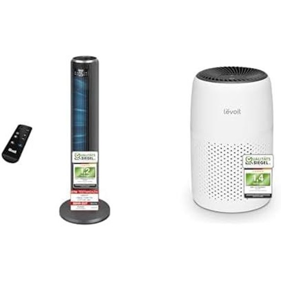 Levoit 23 dB Leiser Turmventilator mit Kühlung + Kern Mini Aroma Luftreiniger