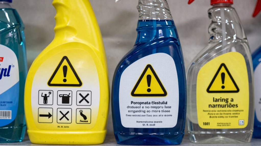 Lies Etiketten für sicheres Reinigen