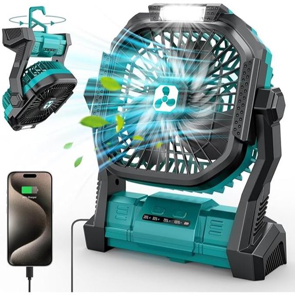 Wiederaufladbarer Batteriefan mit LED-Laterne und USB-C