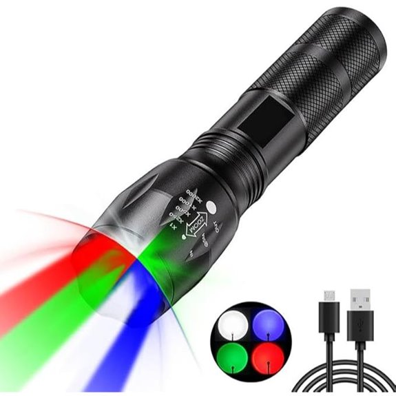 POCKETMAN Wiederaufladbare LED-Taschenlampe mit 4 Farben und Modi