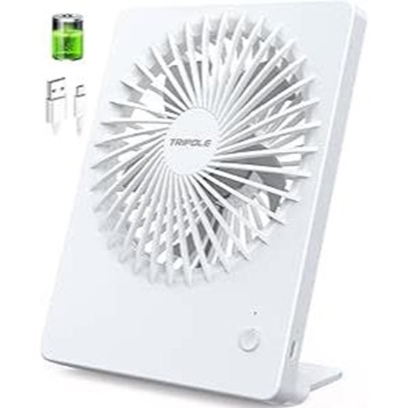 TriPole Aufladbarer USB-Tischventilator 3 Geschwindigkeiten Tragbar
