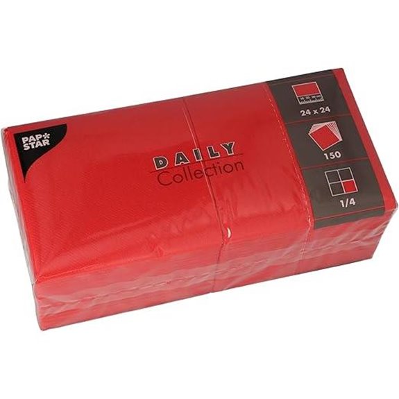 PAPSTAR 150 Servietten „Daily Collection“ 1/4 Falz 24 cm x 24 cm Rot