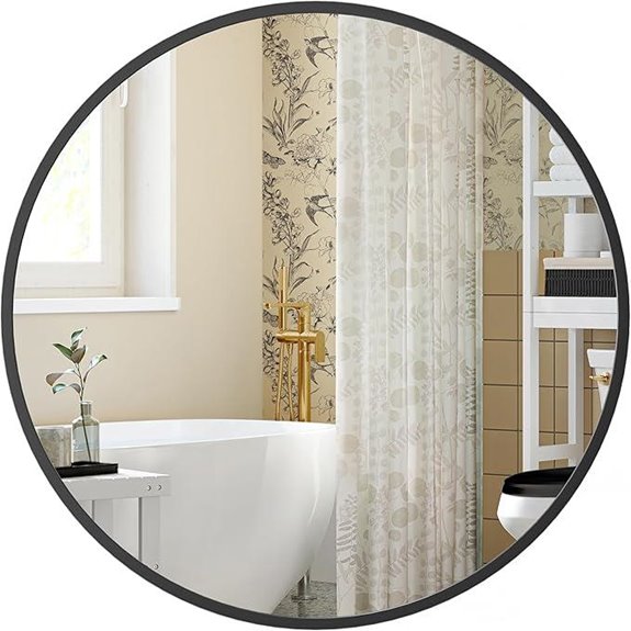 SONGMICS 16 Round Wall Mirror with Metal Frame