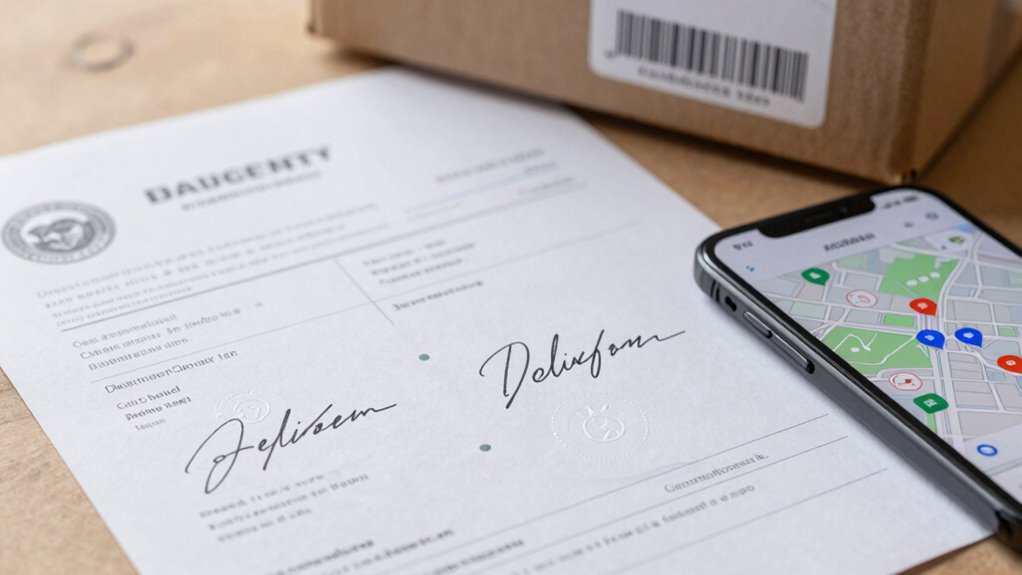 unterzeichnete Lieferunterlagen Bestätigung des Empfangs