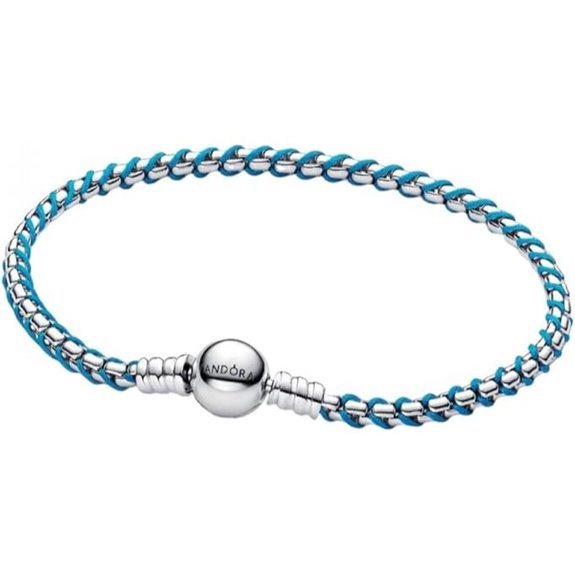 PANDORA Damen-Silberarmband Venezianerkette Türkis 593816C01