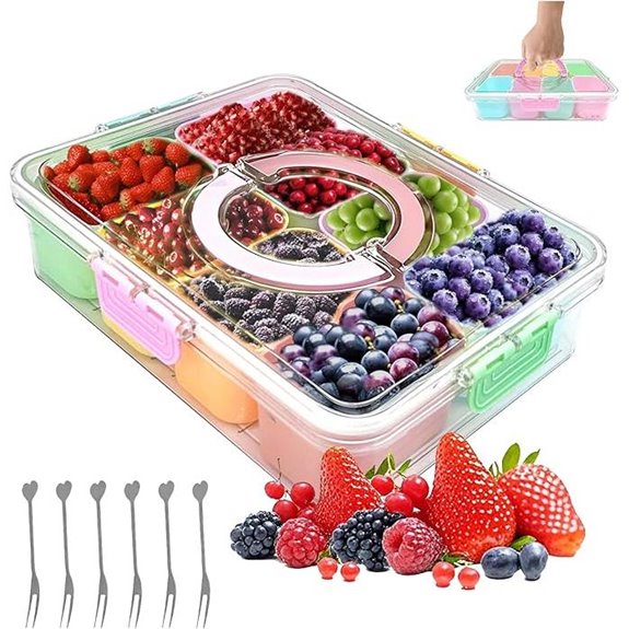 Snack-Box mit Fächern, Gabeln und Bestecktasche