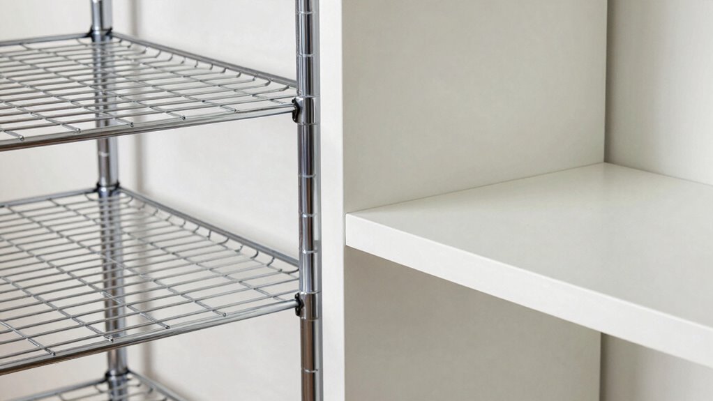 solid shelves support heavy items