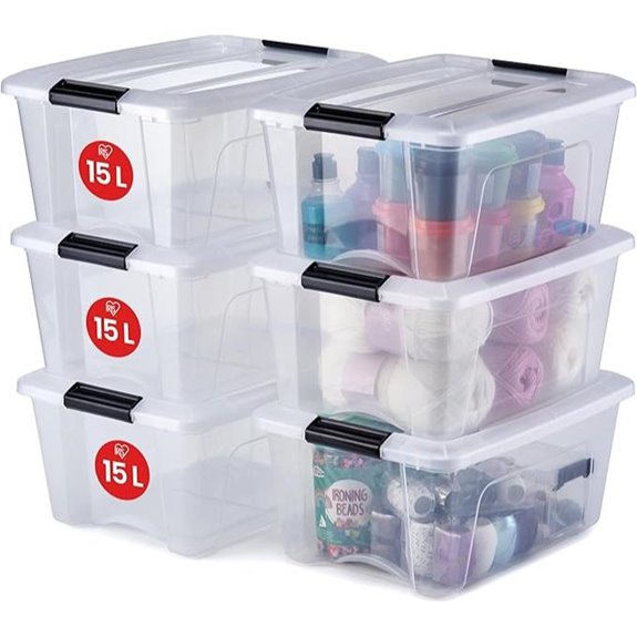 Iris Ohyama 6-Pack 15L stapelbare Aufbewahrungsboxen