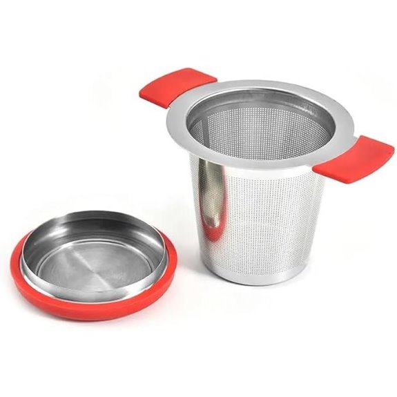 VIER Edelstahl-Teesieb mit Deckel und Griffen