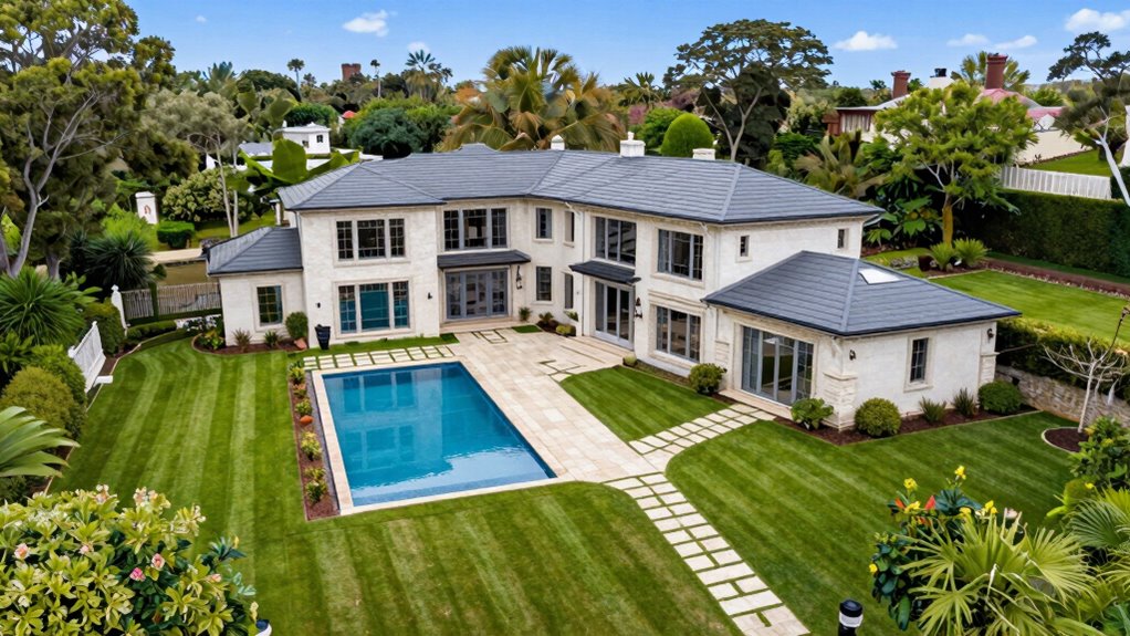 atmosphärische atemberaubende Luftaufnahmen Immobilienshowcase