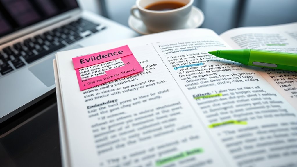 using formatting to differentiate evidence