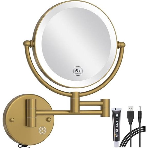 Wandmontierte Make-up-Spiegel mit Beleuchtung und Vergrößerung