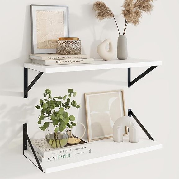 Axeman White Floating Wall Shelves (Set of 2)