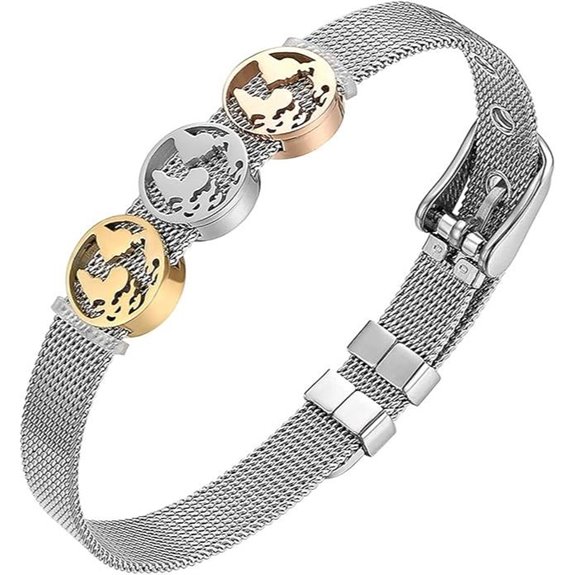 Flongo Damen Edelstahl-Mesh-Freundschaftsarmband