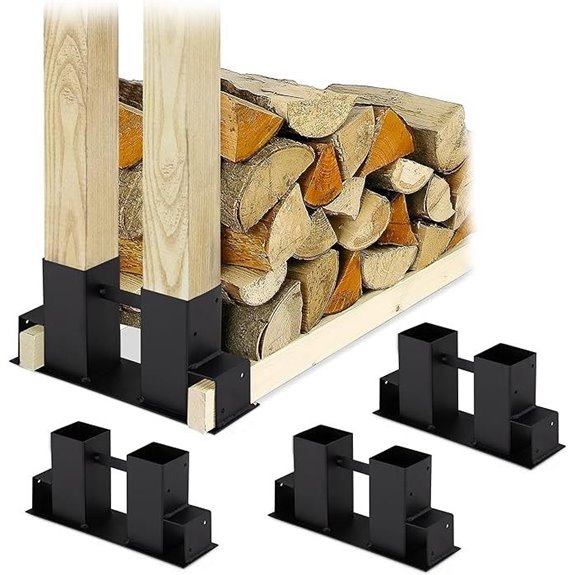 Relaxdays Holzfeuerholz-Stapelhilfe-Set mit 4 Teilen
