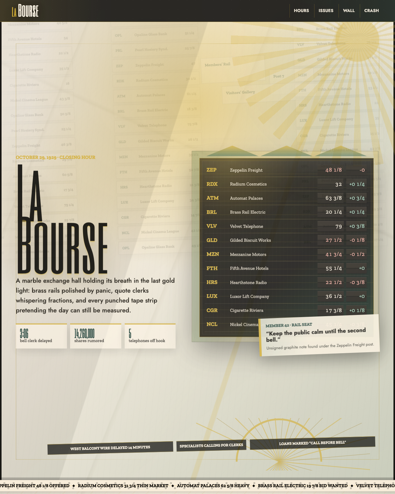 Live view of La Bourse — October 1929 Stock Exchange
