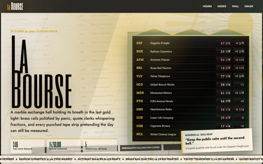 La Bourse — October 1929 Stock Exchange — Canvas Animation (FABLE/175, room 31)